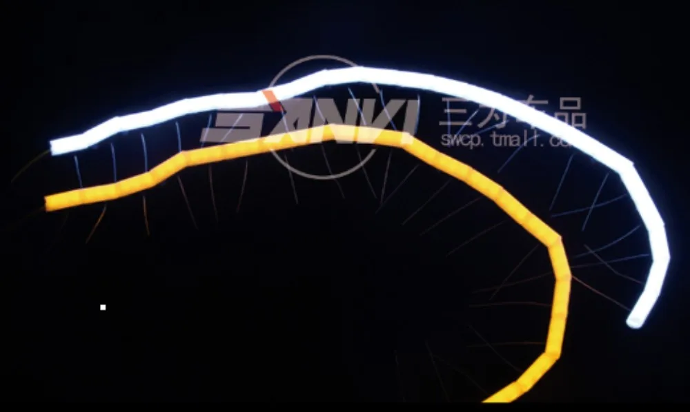 SANVI двойной цвет змея DRL гибкий DRL светодиодный светильник на голову дневной ходовой светильник с желтым индикатором поворота