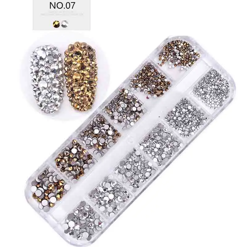 1 коробка, стразы для дизайна ногтей, блестящие 3D Подвески для ногтей, смешанные украшения для ногтей, драгоценные камни, шпильки для ногтей, хрустальные стразы, бусины - Цвет: 7