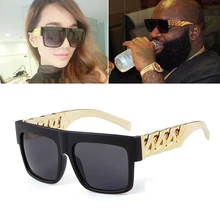 Новинка, большие солнцезащитные очки с золотой цепочкой Ким Кардашьян Бейонсе, мужские и женские, стимпанк, красная оправа, солнцезащитные очки Gafas De Sol UV400