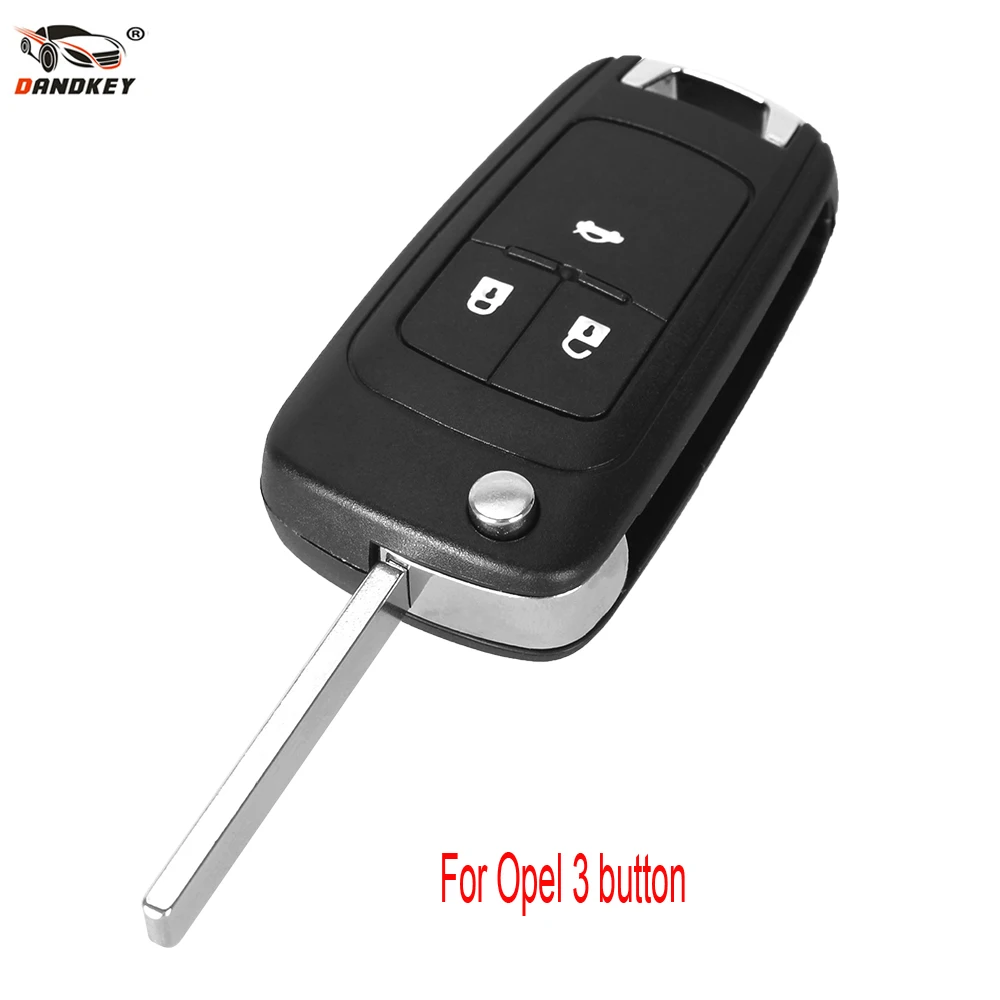 

DANDKEY Replacement Shell Flip Folding Remote Key Case for OPEL VAUXHALL Insignia Astra 3 Button HU100 Uncut Blade