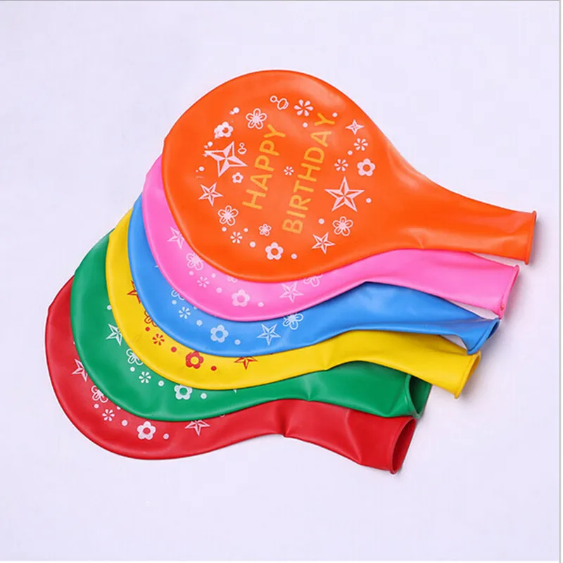 10 Pieces 27 8g Epaissir Joyeux Anniversaire Impression Etoiles Fleurs Motif Ballons En Latex Pour Anniversaire Celebration Fete Decoration Aliexpress