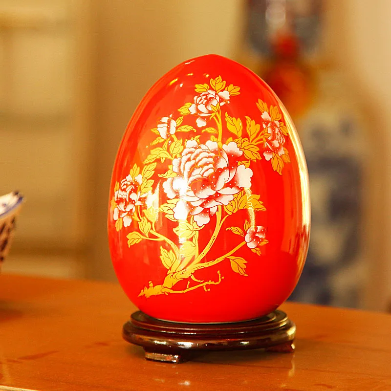 

Sequence strong spike authentic Chinese Jingdezhen ceramics red Fu egg vase crafts ornaments wedding gifts