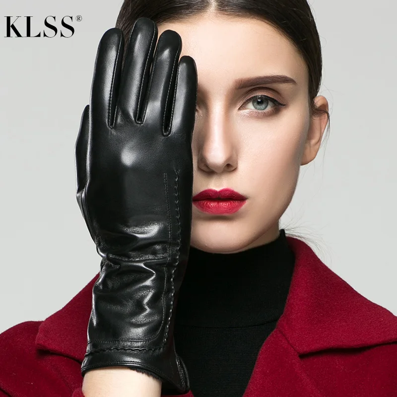 KLSS Brand Genuine Leather Women Gloves Fashion Elegant High Quality ...