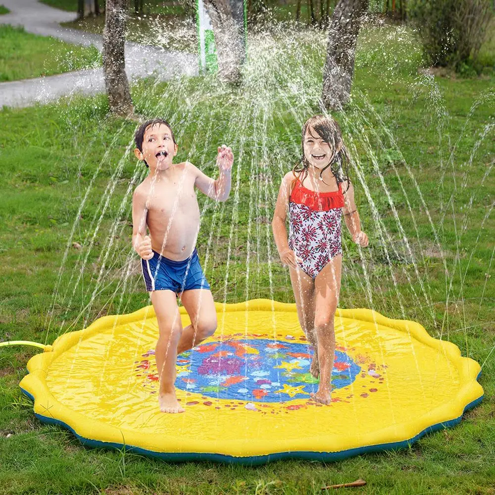 price cut 170cm Summer Outdoor Inflatable Kids Water Splash Play Mat Summer Garden Gaming Sprinklers Cushion