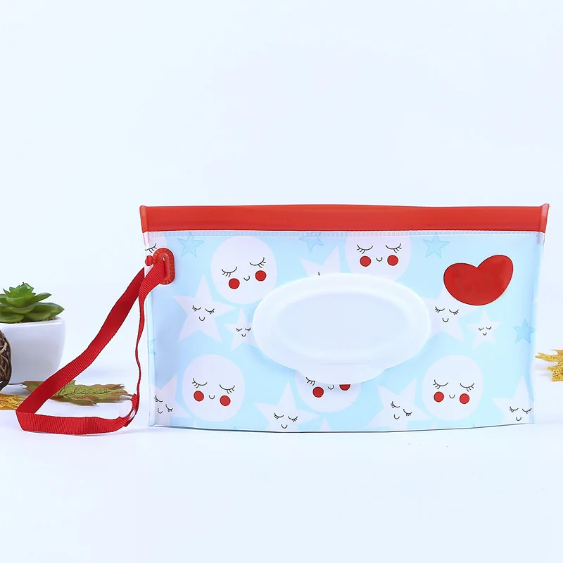 Cute Cartoon Print Baby Wet Wipes Bag Reusable Wet Wipes Cover Container For Wet Wipes Newborn Kids Travel Wipe Bag