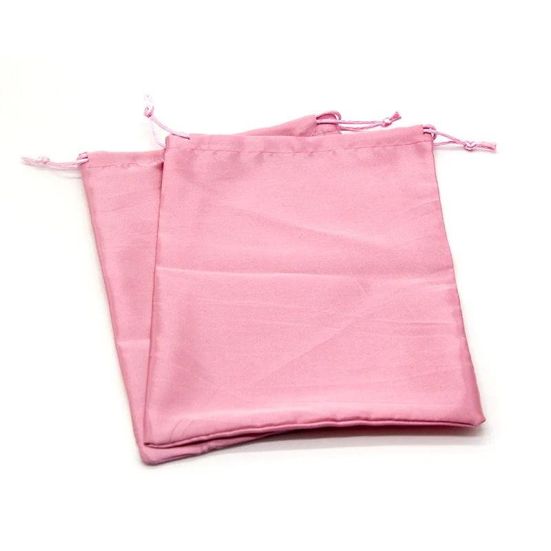 Пустой запас 18x25 см атласный Шелковый парик сумки для подарка волос удлинительная упаковка мешок шнурок принять девственницы мешок для волос - Цвет: Pale pink