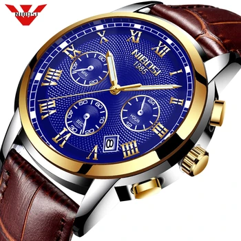 

NIBOSI Mens Watches Top Brand Luxury Leather Casual Quartz Watch Men Military Sport Waterproof Clock Watch Relogio Masculino