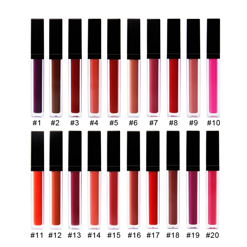 

Waterproof Matte Long Lasting Lip Gloss Make Your Own Lip Gloss 20 colors pigmented Matte Liquid lip gloss lipstick for women