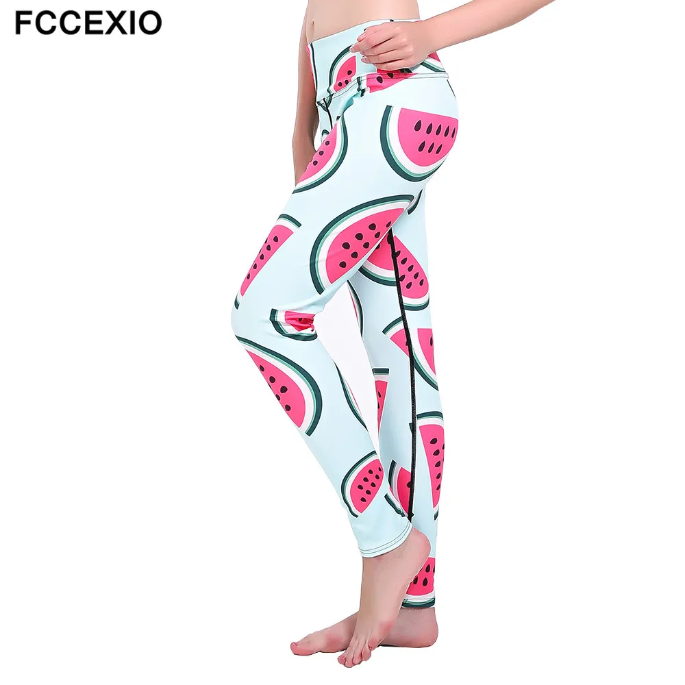 FCCEXIO брендов Новинка зимы модные женские туфли выработать Леггинсы розовый Emoji 3D печати Легинсы Фитнес Леггинсы Sexy Тонкий Штаны с высокой