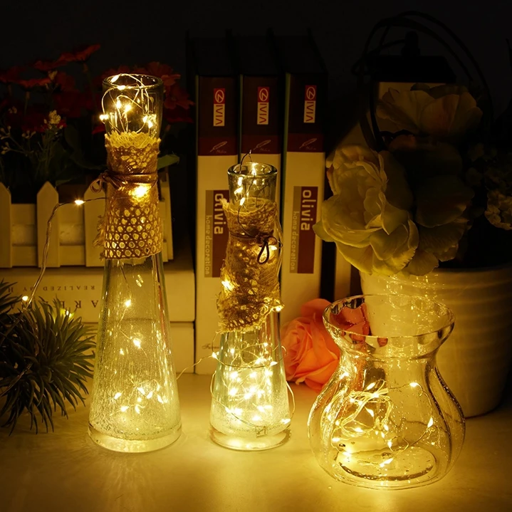 Garrafa de Vinho Festa de Casamento de Natal Luz em Forma de Cortiça para Casa String Peça Incluído Baterias Lâmpadas Rolha Led Luz 50 9 em forma de cortiça para casa festa de casamento de natal