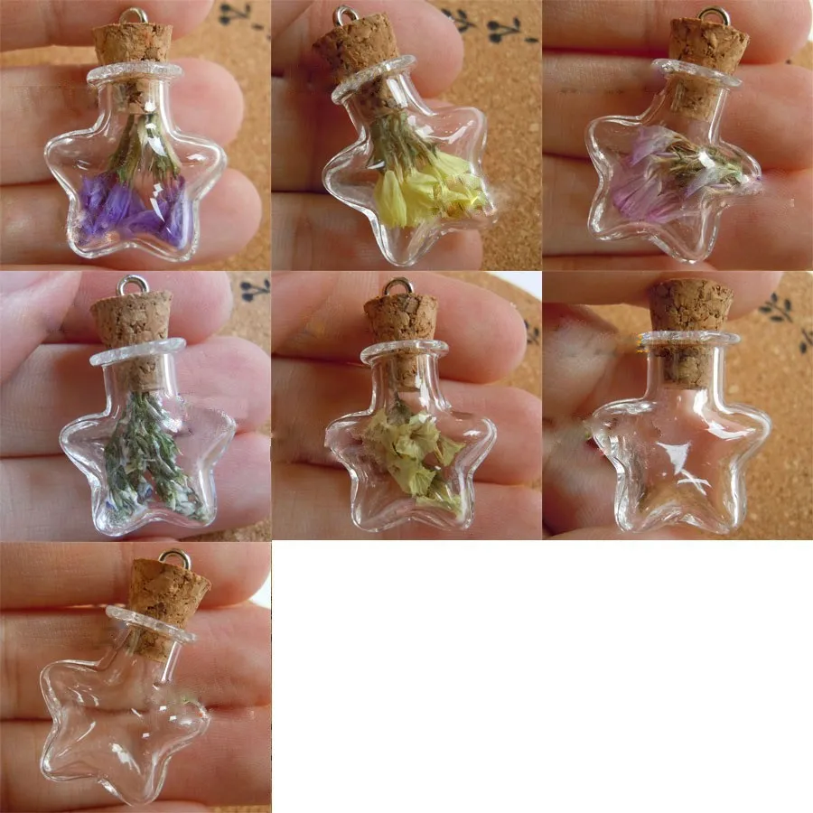 Free-shipping--50pcs-lot-20x26mm-Five-pointed-star-Glass-Vial-Pendant-Mini-Wishing-Bottles-pendant