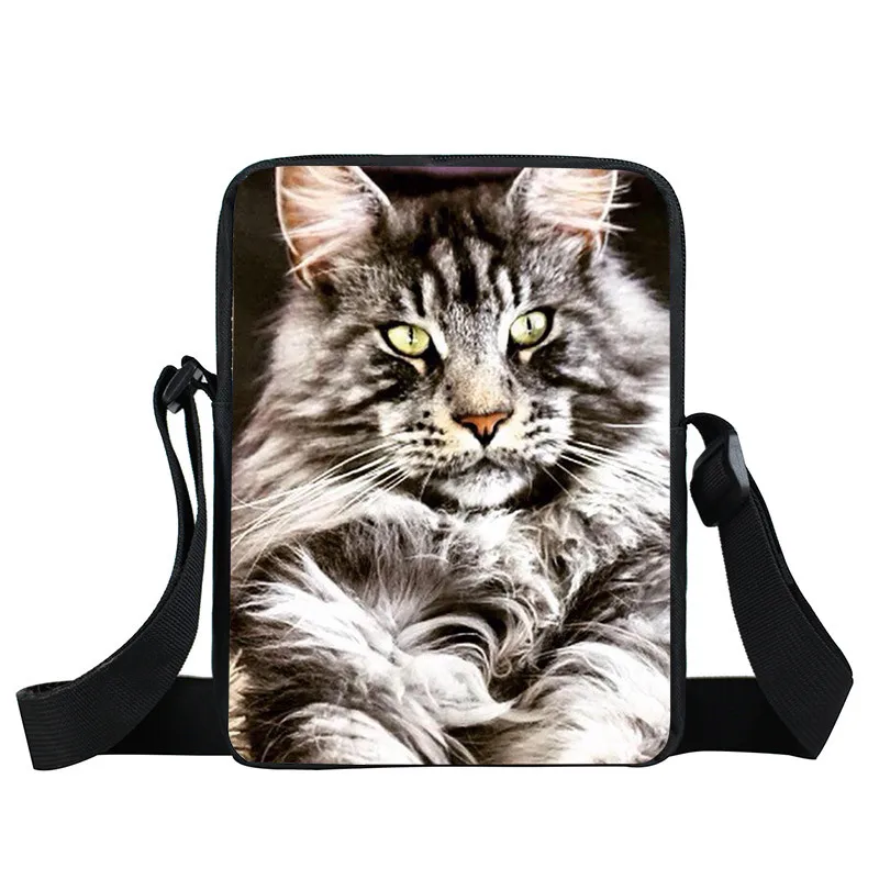 Черная сумка через плечо для кошек из мейн-Куна для девочек, детские школьные сумки с животными, женские сумки для питомцев, Детская Подарочная мини-сумка-мессенджер - Цвет: XKB BMCC14