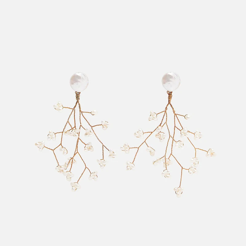 

ZA Pearl Earrings 2019 Newest Handmade Bijoux Boho Long Statement Earrings for Women Wedding Party Gifts