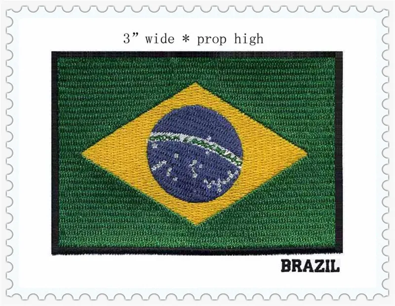 

3" wide BRAZIL iron on black border embroidery flag patch military badge