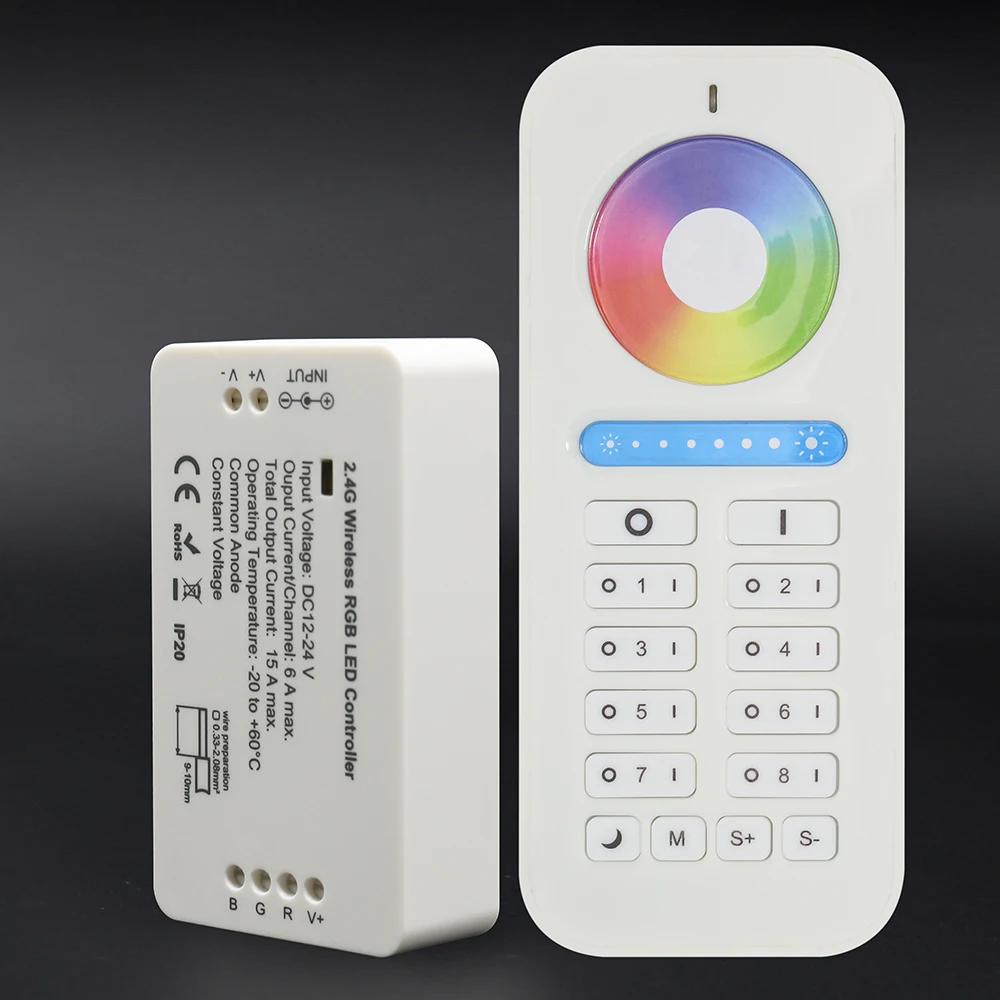 Контроллер RGB 2 4G 12 в пост. Тока/24 Тока с регулировкой цвета и яркости для