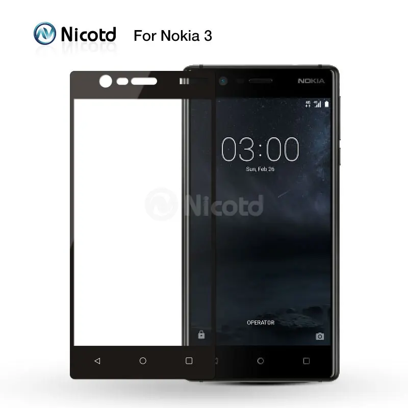 Nicotd для Nokia 3 Полное Покрытие 2.5D взрывозащищенное Закаленное стекло nokia three