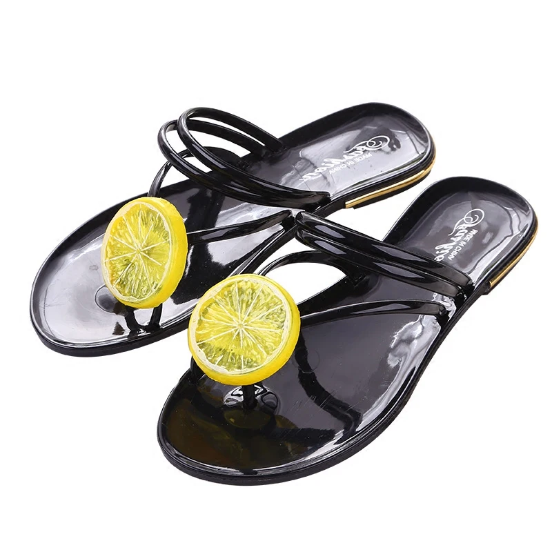 

woman Sandals Flip Flop Fruit Anti Slip Woman Flat Casual Shoes Jelly Sandals 40 Big Size Lady Leisure Beach Sandals PVC