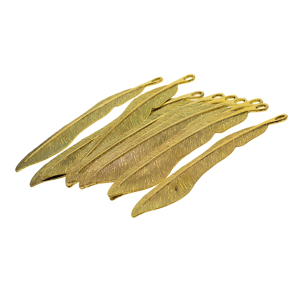 

10 Pieces High Quality Bookmark, Retro Gold Plated With Loop 110mm Large Charms For Beading Jewelry Making Pendant Craft