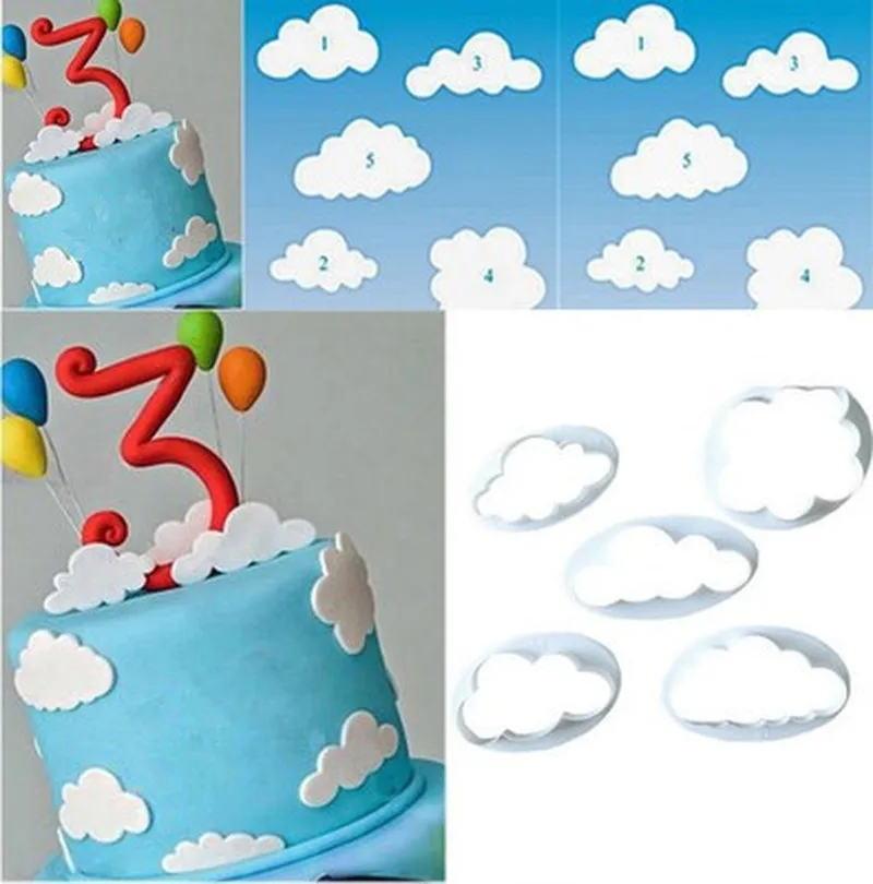 

5pcs Fondant Cutter Cloud Plastic Cake Cookie Buscuit Cutter Fondant Mold Fondant Cake Decorating Tools Sugarcraft