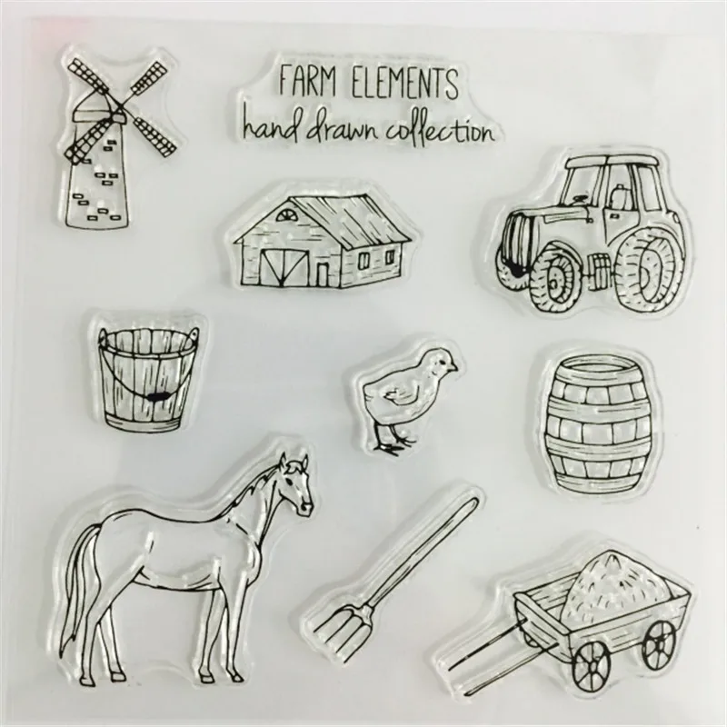 

Farm Silicone Clear Stamps for Scrapbooking DIY Album Card Decoration Embossing Folder Craft Rubber Stamp Molds