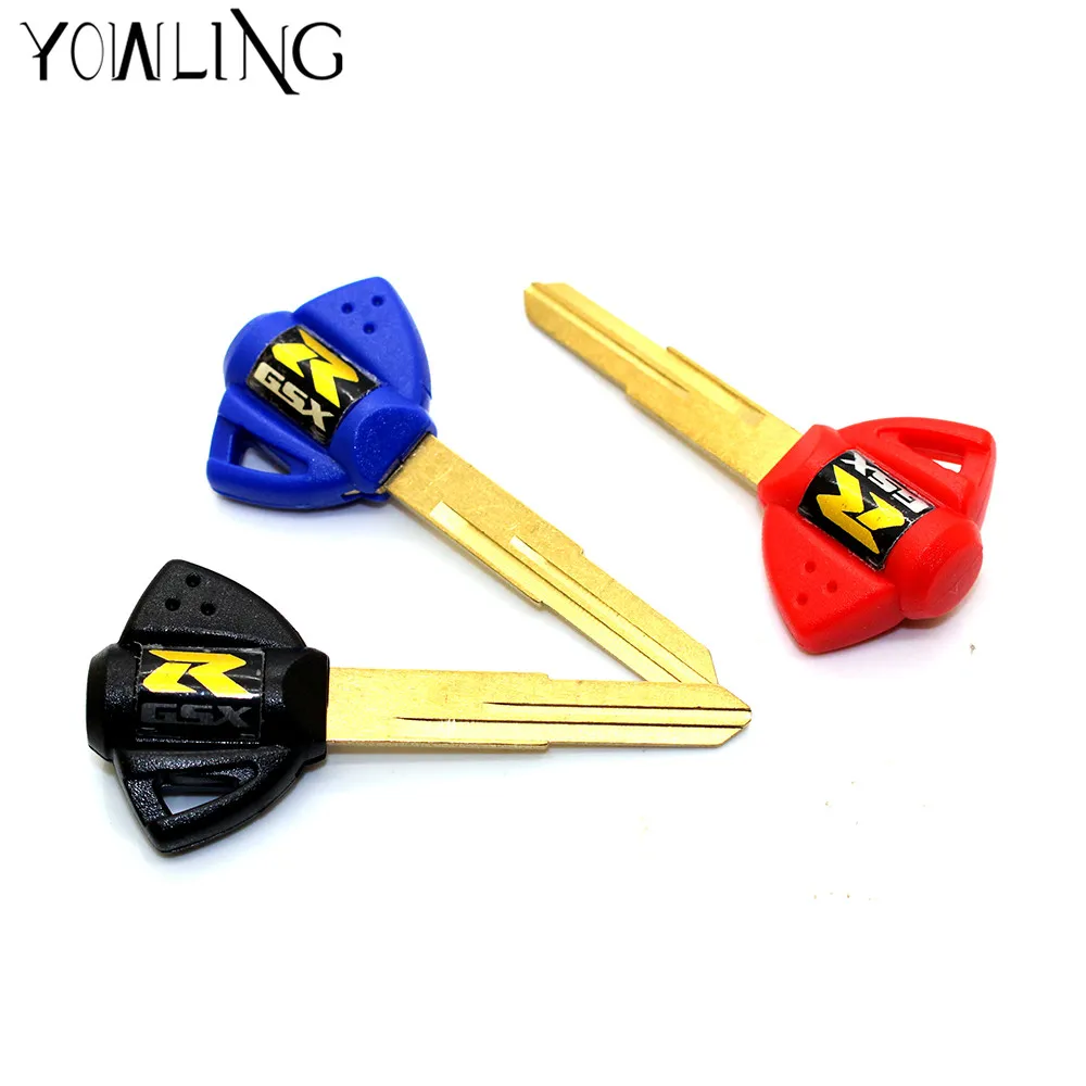 Motorcycle Blank Key Uncut Blade Chip for Suzuki GSXR 400/600/750/1000/1300 K1 K2 K3 K4 K5 K6 K7 K8 K9 BANDIT HUYABUSA with LOGO