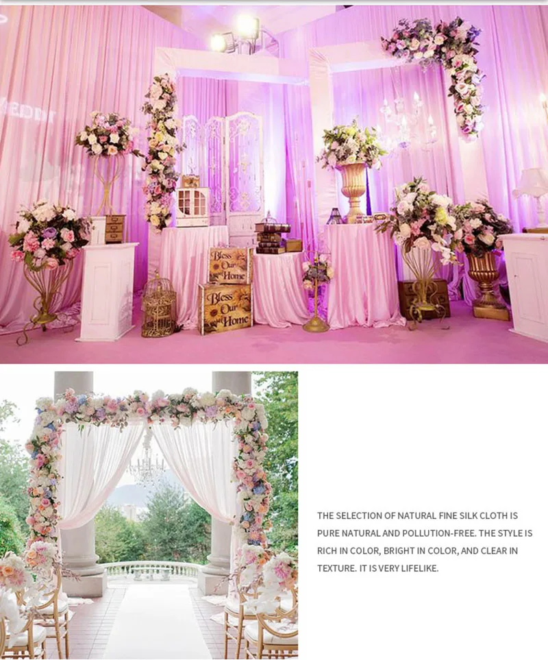 Flone 100cm high quality Rose Artificial Silk Flower Row For Wedding Arch Background wall stage party props Decoration Flower Accessories  (12)