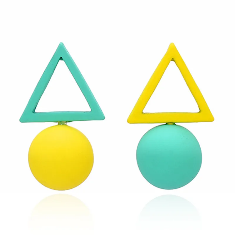 

UAM New Design Cute Triangle Geometric Earrings Candy Color Drop Earrings Temperament Japan Korean Fashipn Pendientes For Gifts
