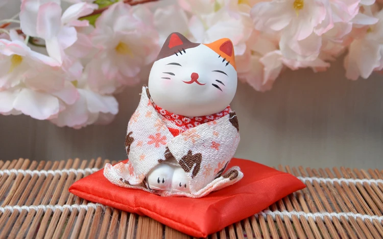 3 шт. фигурки счастливого кота японское кимоно Maneki Neko гипсовые украшения животные котенок миниатюры украшение дома бизнес подарок