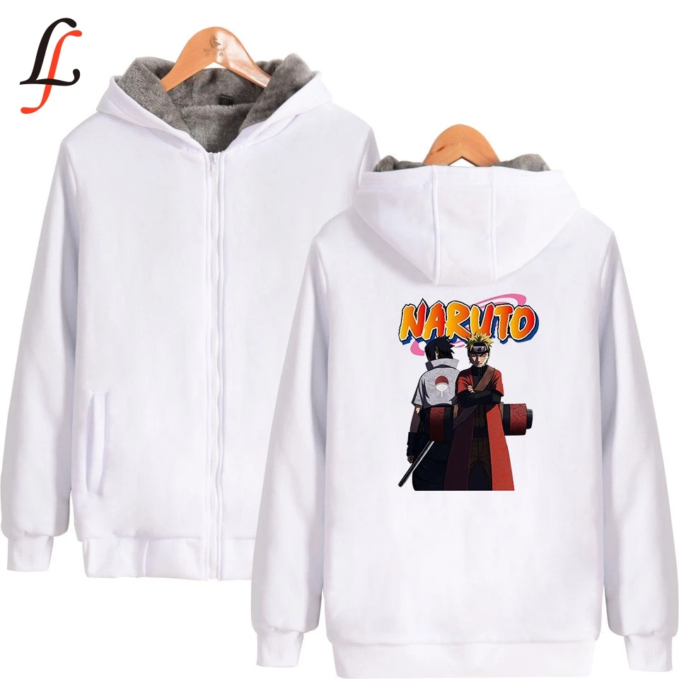Anime Naruto Plus Thick Hoodies Sweatshirt Supper Warm Coat Winter Zipper Harajuku Jacket Unisex Streetwear Oversized | Женская одежда