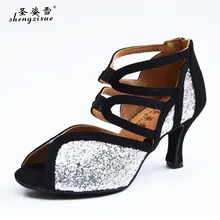 Бренд shengzixue женские латинские танцевальные современные танцевальное для сальсы вечерние туфли на высоком каблуке