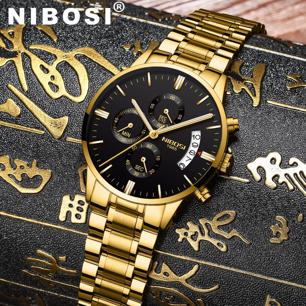 

NIBOSI Waterproof Casual Watch Men Luxury Brand Quartz Military Sport Watch Leather Steel Men's Wristwatches relogio masculino