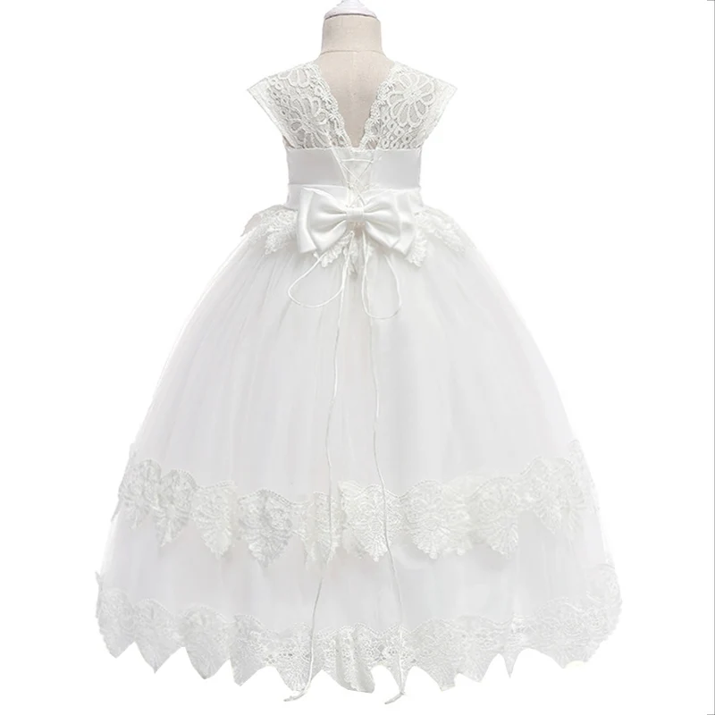 Платье для первого причастия с большим бантом для девочек; платье с цветочным узором для девочек на свадьбу, выпускной вечер; детское бальное платье; пышная одежда; vestido comunion