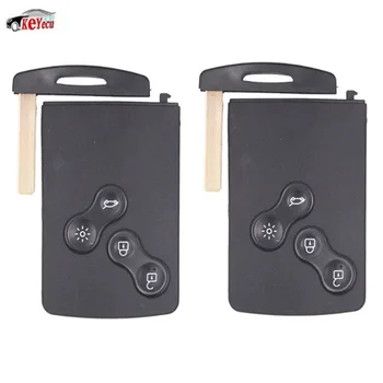 

KEYECU 2 Pcs/lot New Replacement Remote Car Key Fob 4 Button 433MHz With Chip PCF7952 for Renault Koleos +Uncut Blank Blade