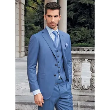 

Customize made Men suit latest coat pant designs Bussiness Suit Brand terno Wedding Suit Blue(Jacket+Pants+Vest) A144