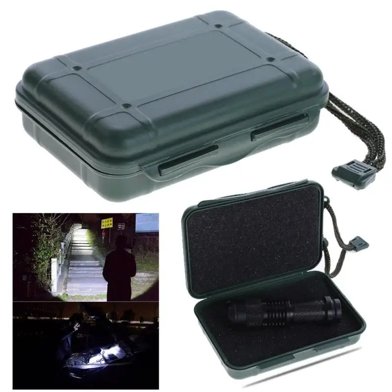 

1PC Waterproof Plastic Travel Box Case Storage for Flashlight Torch Lamp Camping Equipment Hiking Travel Tools Outdoor Tools