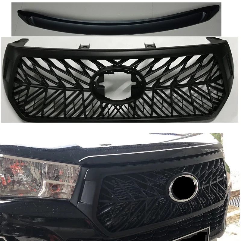 

MATTE BLACK MODIFIED RACING GRILLE GRILL BONNECT SCOOP MESH MASK TRIMS COVER GRILLS FIT FOR HILUX ROCCO 2018 PICKUP CAR