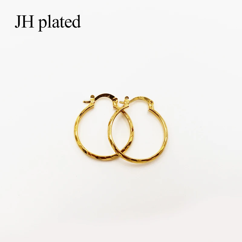 JHplated Arab Fashion 24K Hoop Earrings for Women's/Girls Gold Color Jewelry Middle East Africa Ethiopian best Gifts Party