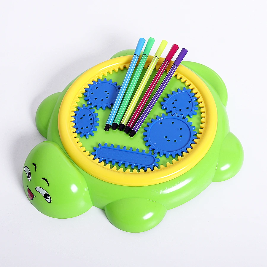 Cartoon Tortoise Spin'N Spiral Doodler Design Spirograph Drawing Set Creative Spiral Sketchpad 5 Gear 5 Pens Educational Toys