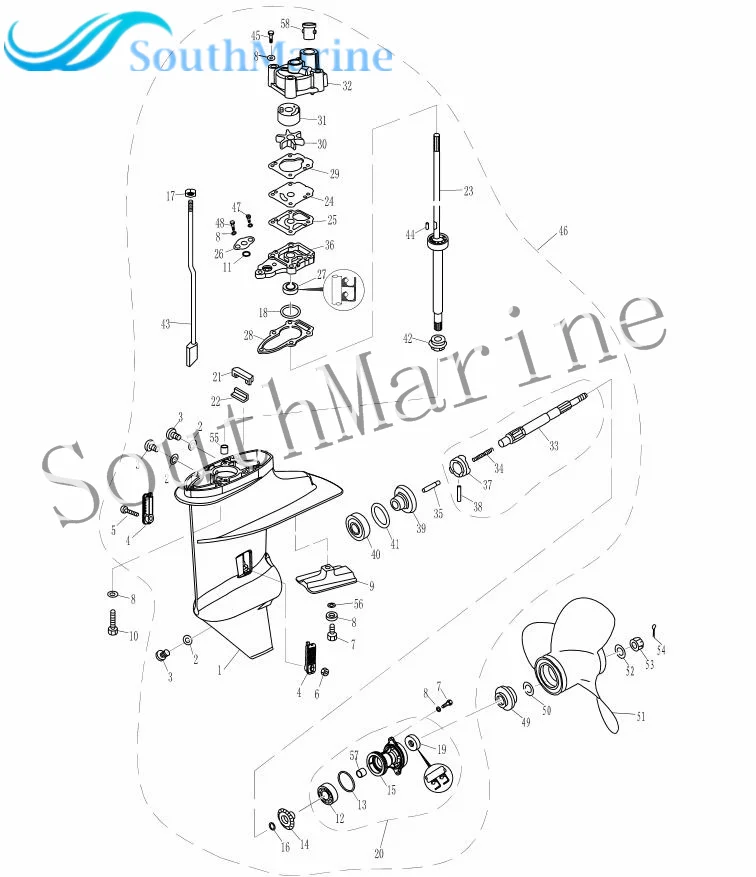 Лодочный мотор 3B2-64211-0 3B264-2110M карданного вала для Tohatsu Nissan подвесной мотор 2-х тактный двигатель 6HP 8HP 9.8HP