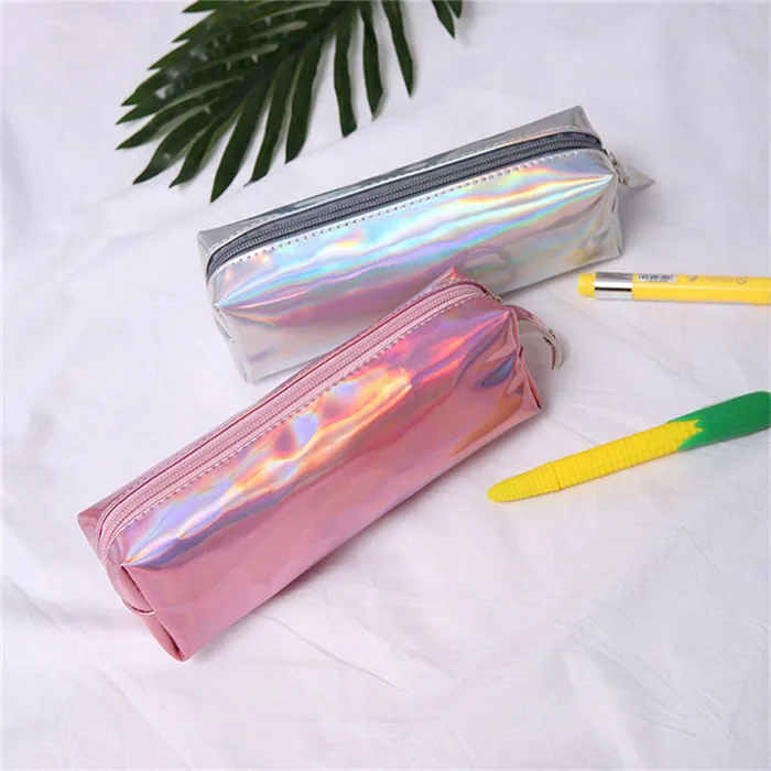 1 голографическая металлическая цветная лазерная сумка-карандаш из искусственной кожи женская косметическая сумочка для макияжа кошелек школьный офисный пенал для канцелярских принадлежностей