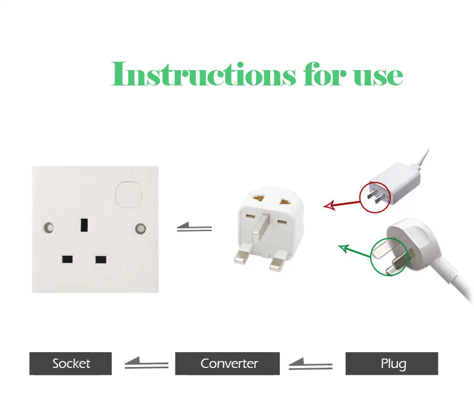 1PC Universal EU US AU to UK 3 Pin AC Power Socket Plug Travel Wall Charger Outlet Adapter Converter Connector UK plug White (4)