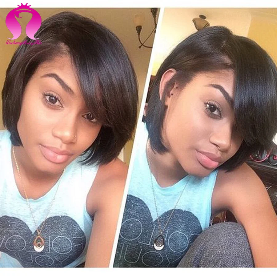Peruvian Straight Virgin Hair Short Human Hair Weave Bob