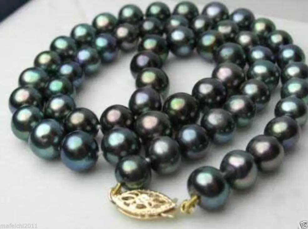

FREE SHIPPING>>>@@ genuine 8-9mm Black Freshwater Pearl Necklace 18" SHIPPING FREE
