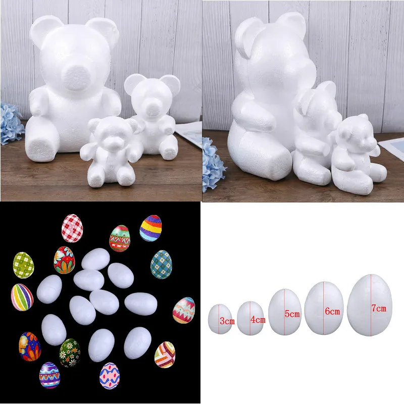 

Modeling Bear Foam Polystyrene Styrofoam White Bear Egg Foam Gifts Heart Ball Ornaments Crafts Flower Easter Party