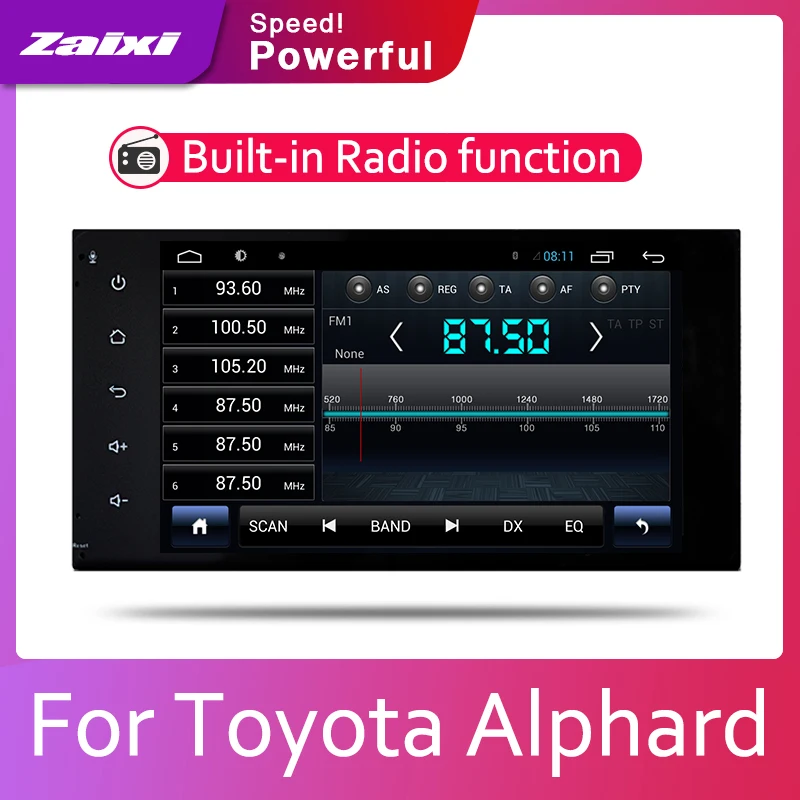 Sale ZaiXi Android 2 Din Car radio Multimedia Video Player auto Stereo GPS MAP For Toyota Alphard 2002~2008 Media Navi Navigation 1