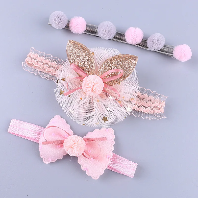 

3Pcs Lace Baby Girl Headbands Princess Bows Crown Kids Turban Hairband Head Bands For Baby Girls Haarband Baby Hair Accessorie