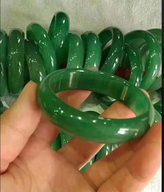 Natural Green Jadeite Handmade stone Bangle Bracelet Chinesein Bangles
