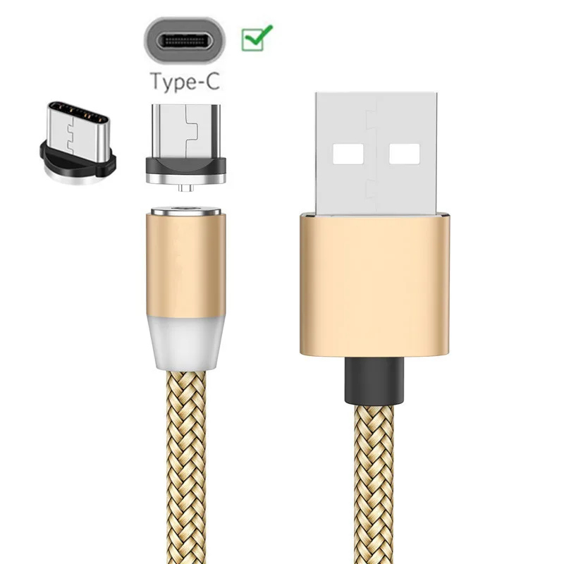 Магнитный usb-кабель для samsung Galaxy S8 S9 S10 M40 A70 A50 A30 A20E A3 A5 A7 type C Магнитный зарядный провод QC 3,0 быстрое зарядное устройство - Тип штекера: Only Gold 1M Cable