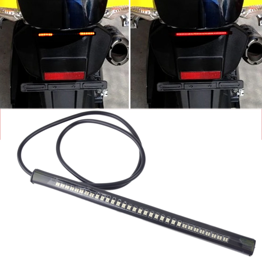 

CITALL Motorcycle 48 LED Soft Flexible Rear Tail Brake Stop Turn Signal SMD Lamp Light Strip for Harley Suzuki Yamaha Bobber ATV