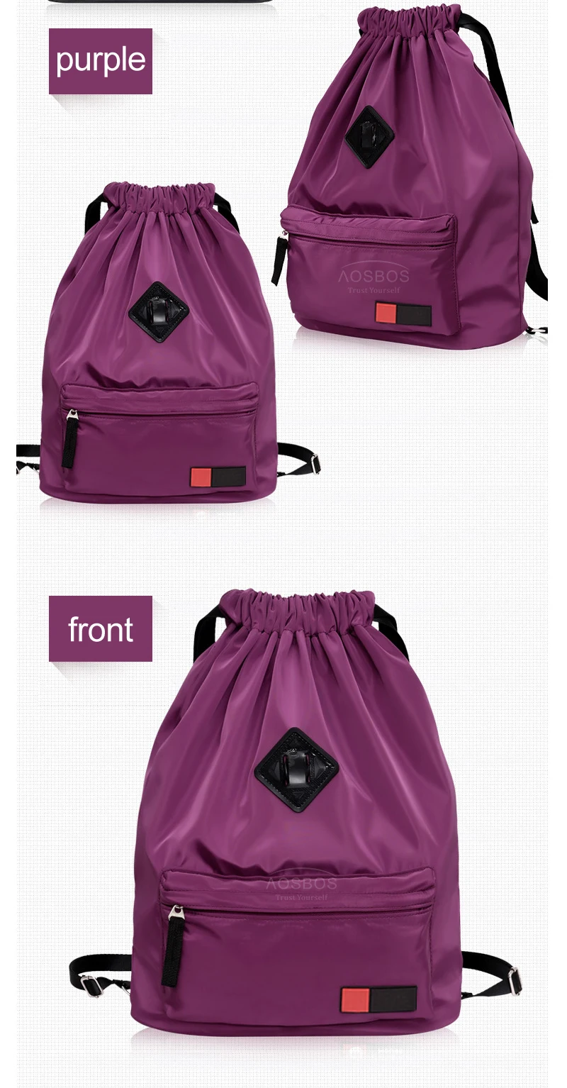 Aosbos женский водонепроницаемый нейлоновый рюкзак на шнурке, Женский Повседневный Легкий Складной однотонный рюкзак для путешествий, сумка для девушек